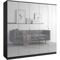 Mzm24 Kledingkast met spiegel, Monza 5D 200, zwart