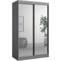 Mzm24 Schuifdeurkast met spiegel, model Como 2D2L, 120 cm, grijs