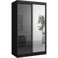 Mzm24 Schuifdeurkast met spiegel, model Como 2D1L, 120 cm, zwart (Lacobel)