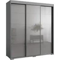 Mzm24 Schuifdeurkast Como 3D, 180 cm, grijs (Lacobel)