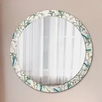 Coloray Bedrukte Spiegel - Aquarelbloemen Wandspiegel Met Print - 90 cm - Romig Bedrukte Spiegel - Wandspiegel Met Print - Wandspiegel Decoratieve Print - Bedrukte Spiegel