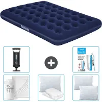 Bestway opblaasbare luchtbed - Frans bed - 137 x 191 x 22 cm - Blauw - Inclusief bijbehorend accessoires
