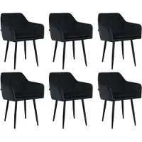 Mevsim Store Noble Eetkamerstoelen - Zwart - Set van 6 - Velvet