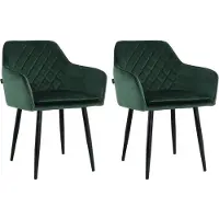 Mevsim Store Noble Eetkamerstoelen - Groen - Set van 2 - Velvet
