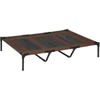 Northio Hondenbed voor buiten, hondenligbed voor buiten, kattenbed, huisdierenbed, slaapplek, metaal, Oxford-stof, koffiebruin, 122 X 92 X 23 Cm