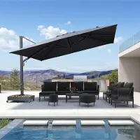 PURPLE LEAF Rechthoek Parasol – 360° Draaibaar - Ingebouwde LED-verlichting – UV50+ - Windbestendig - Stijlvolle Zweefparasol