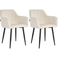 Mevsim Store Rio Eetkamerstoelen - Creme - Set van 2 - Velvet