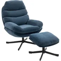 HOMCOM Accentstoel met Ottoman Chenille, staal 78L x 93B x 100H cm Blauw