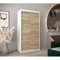 Minio Kledingkast 100 cm, model VERONA 1, wit mat / Sonoma