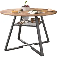 ProximaX Eettafel voor 4-6 personen, ronde keukentafel met een diameter van 120 cm, in industriële stijl met stalen poten, geschikt voor eetkamer, keuken, thuiskantoor, eikenhout