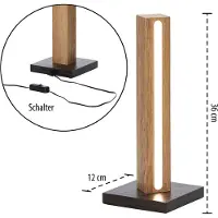 Northpoint LED houten staande lamp, staande lamp, lichtzuil, 36 cm, met netsnoer en schakelaar