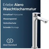 Ideal standard Alero wastafelkraan, met afvoer, waterbesparend – Chroom