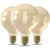 Calex Spiraal Filament LED Lamp - Set van 3 stuks - G95 Vintage Lichtbron - E27 - Goud - Warm Wit Licht - Dimbaar