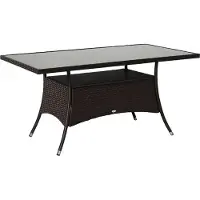 Outsunny Tuintafel met glazen blad polyrattan 150 x 85 x 74cm