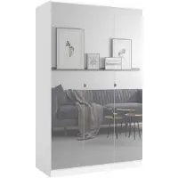 Mzm24 Kledingkast met spiegel, Monza 3D, 120 cm, wit