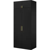 Mzm24 Opbergkast met bovenkast Napoli 2D 100, zwart (met zwarte of gouden handgrepen)