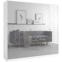 Mzm24 Kledingkast met spiegel, Monza 5D, 200 cm, wit
