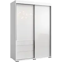 Mzm24 Kledingkast met lades, model Torino 2D, 140 cm, wit (lacobel)
