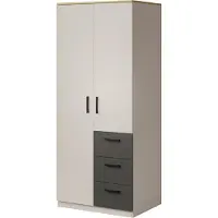 Mzm24 Kledingkast met lades, model Billz 2D3S, 80 cm, kleur Kashmir/Eiken Cremona