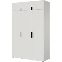 Mzm24 Vitrinekast met bovenkast Napoli 3D 150, wit (met zwarte of gouden handgrepen)