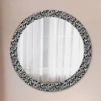 Coloray Bedrukte Spiegel - Ornament Spiegel Met Decoratie - 80 cm - Zwart en wit Bedrukte Spiegel - Spiegel Met Decoratie - Spiegel Lijst Met Print - Spiegel Met Print