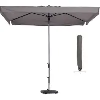 Madison Parasol rechthoek taupe met voet en hoes! Delos 300 x 200 cm | Kantelbare en rechthoekige parasol