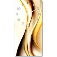 Tulup Wandklok - Abstracte golven Klok Glas Met Opdruk - 30x60 cm - Geel Moderne Wandklok Glas - Witte handen - Rechthoekige Klok - Decoratieve Glazen Klok - Glazen Wandklok Design
