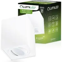 LUMILED Inbouwspots, opbouwspots, plafondlamp, inbouwspots voor het plafond, vierkant, kantelbaar 15°, wit, spotlamp van aluminium, GU10 fitting, 230V, lengte: 8,5 cm, hoogte: 11,5 cm