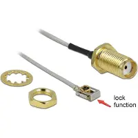 DeLOCK MHF I LK (v) - SMA (v) kabel - Micro Coax (1,13 mm) - 50 Ohm / grijs - 0,20 meter
