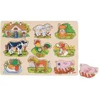 Goki Steekpuzzel - Dieren - 8 Delen - Met Geluiden - 21,5X30X3,4Cm - Hout - 1 Jaar