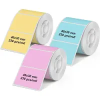 Olympia Thermische etiketten OL6323 - 40 x 30 mm - Trio-color - 230 pcs. - Blauw/Rose/Geel - Thuis | Kantoor | Hobby - 3-Pack