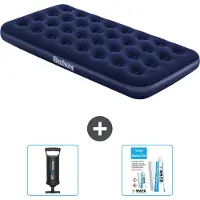 Bestway opblaasbare luchtbed – 1 persoon – 99 x 188 x 22 cm – Blauw – Inclusief accessoires
