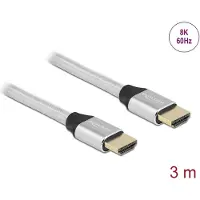 DeLOCK Certified HDMI kabel | HDMI2.1 (8K 60Hz + HDR) | nylon | zilver | 3 meter