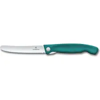 Victorinox Swiss Classic Picnic Knife 6.7834.FC1 Wavy, Green, vouwbaar gekarteld groentemes