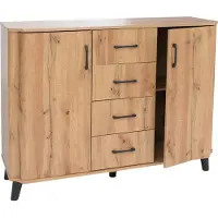 Mendler Commode -P42, dressoir, 4 lades, opbergvakken, 2 deuren, MDF 92x120x40 cm ~ Wotan-eikenlook