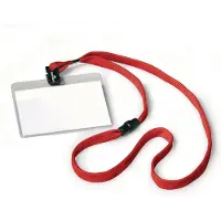 Durable badge met textielband rood