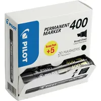 Pilot 400 permanente marker Beitelvormige punt Zwart 20 stuk(s)