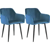 Mevsim Store Rio Eetkamerstoelen - Blauw - Set van 2 - Velvet