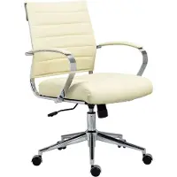 BellaFurn Ergonomische bureaustoel, bureaustoel - Verstelbaar voor optimaal comfort, frame met chroomlook | Materiaal: Kunstleer. Kleur: Crème