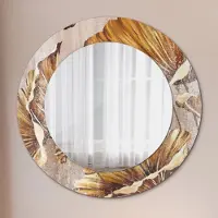Coloray Bedrukte Spiegel - Boho bladeren Spiegel Lijst Met Print - 60 cm - Geel Bedrukte Spiegel - Spiegel Lijst Met Print - Spiegel Met Print - Wandspiegel Met Print