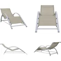 vidaXL Ligbed textileen en aluminium crèmekleurig - Ligbed - Ligbedden - Ligstoel - Ligstoelen