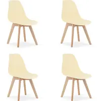 Leobert Set van 4 Eetkamerstoelen KITO – Crème – Beuken Poten – Kuipstoel met Kunststof Zitting – Tijdloos Design, Functioneel en Duurzaam, Geschikt voor Woonkamer, Eetkamer en Kantoor