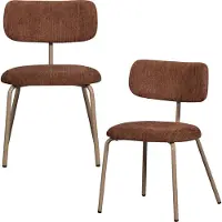 Woood Travis Eetkamerstoelen - Polyester - Bruin - Set van 2