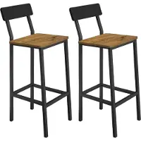Begryf Set van 2 Barkrukken - Elzenkleur - Met Rugleuning - Met Voetsteun - 40x29,5x90 cm - Industrieel Design - Houtlook Zitting