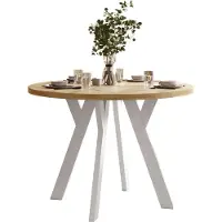 Lookway Eettafel VOLTA LOFT, met een tafelblad van gebeitste eik en witte poten