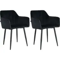 Mevsim Store Rio Eetkamerstoelen - Zwart - Set van 2 - Velvet
