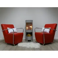 SRM Design Ethanol & Gelkamin, Gelkachel model Hightower, zilver, 100 cm met houtopslag