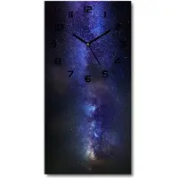 Tulup Wandklok - Melkweg Gekleurde Glazen Klok - 30x60 cm - Paars Glazen Klok Met Print - Zwarte handen - Rechthoekige Klok - Moderne Wandklok Glas - Wandklok Glas Decoratie