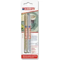 Edding 780/2 lakmarker - 2 stuks - goud, zilver - ronde punt 0,8mm - verfstift voor markeren en labelen van metaal, glass, steen of plastic - permanent, veegvast en watervast