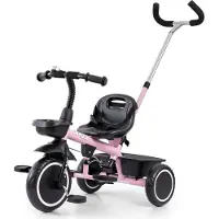Milly Mally Axel kinderdriewieler met duwstang roze - Driewieler